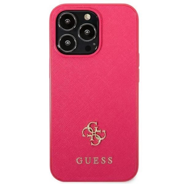 Guess Mobilskal till iPhone 13 Pro Saffiano Small Metall Logo - Rosa