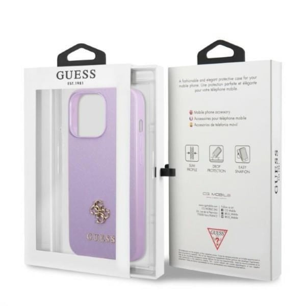 Guess Mobilskal till iPhone 13 Pro Max Saffiano Small Metall Logo - Lila