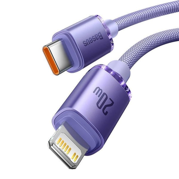 BASEUS USB-C til Lightning kabel 8-pin PD20W 1.2m lilla