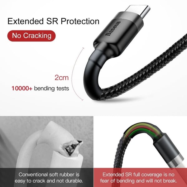 BASEUS Cafule USB-C til USB-A kabel 0.5M - Sort
