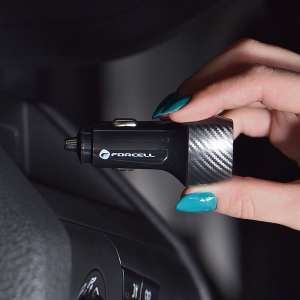 FORCELL billaddare USB-C 3.0 PD20W USB QC3.0 18W 5A svart