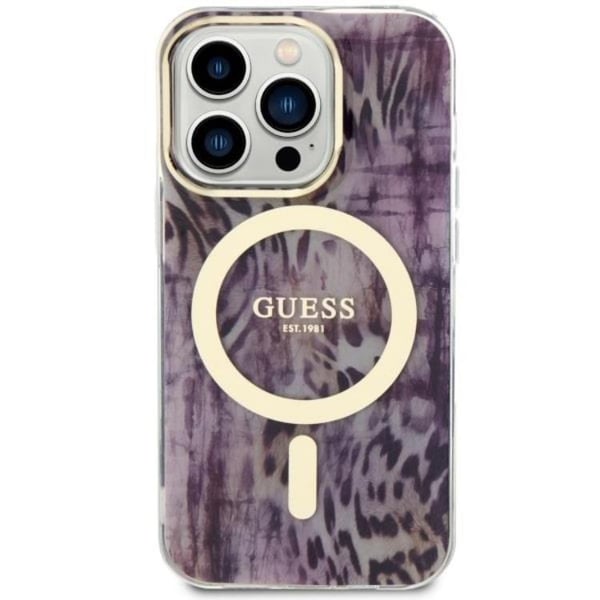 Guess Mobilskal till iPhone 14 Pro Max MagSafe Leopard - Rosa