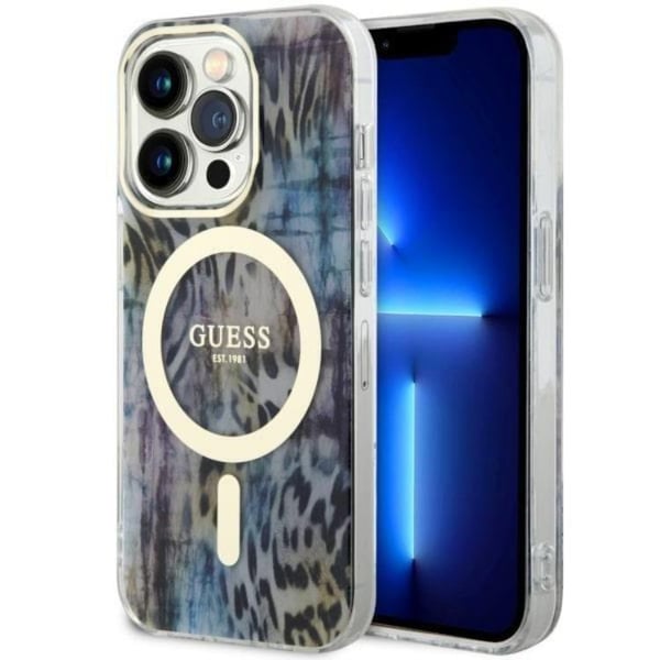 Guess Mobilskal till iPhone 14 Pro Max MagSafe Leopard - Blå