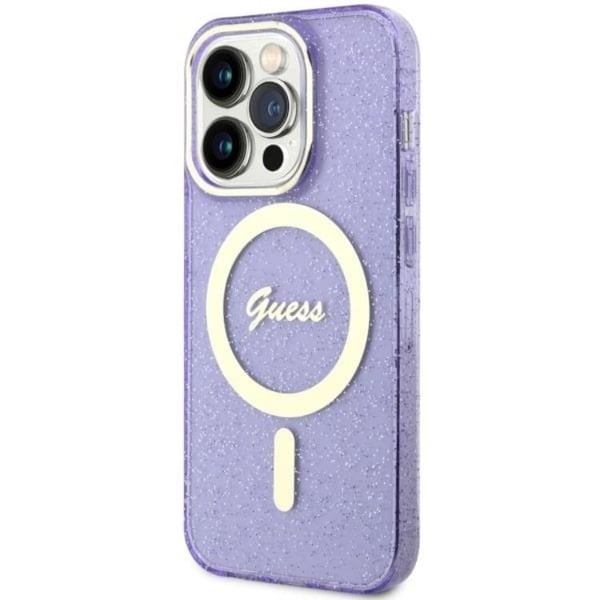 Guess Mobilskal till iPhone 14 Pro Max MagSafe Glitter Guld - Lila