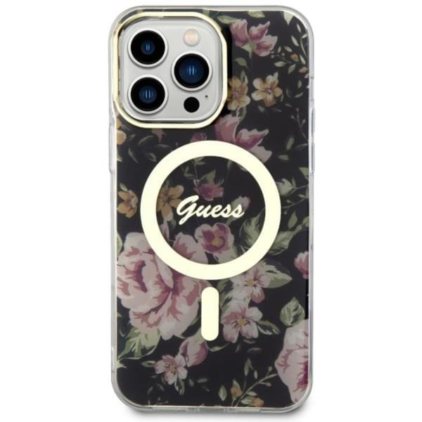 Guess Mobilskal till iPhone 14 Pro Max MagSafe Flower - Svart