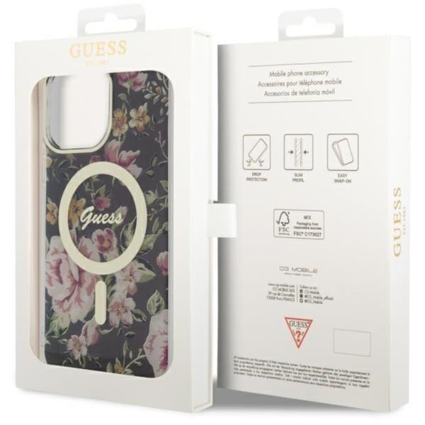 Guess Mobilskal till iPhone 14 Pro MagSafe Flower - Svart