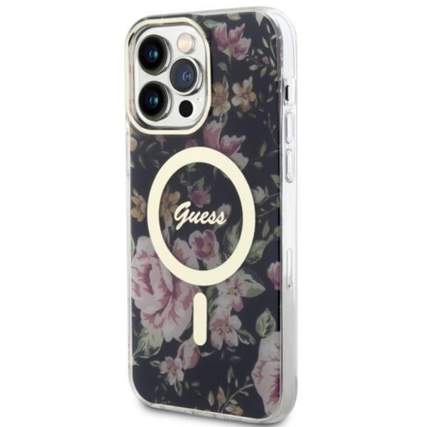 Guess Mobilskal till iPhone 14 Pro MagSafe Flower - Svart