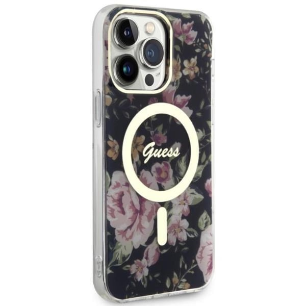 Guess Mobilskal till iPhone 14 Pro MagSafe Flower - Svart