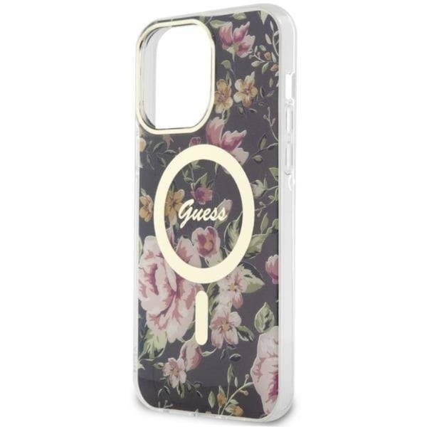 Guess Mobilskal till iPhone 14 Pro MagSafe Flower - Svart