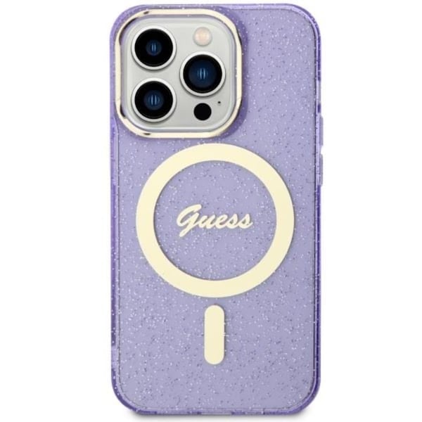 Guess Mobilskal till iPhone 14 Pro MagSafe Glitter Guld - Lila