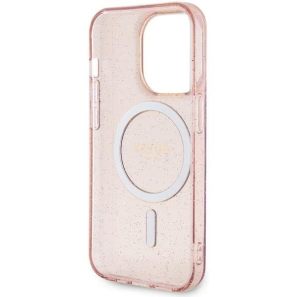 Guess Mobilskal till iPhone 14 Pro MagSafe Glitter Guld - Rosa