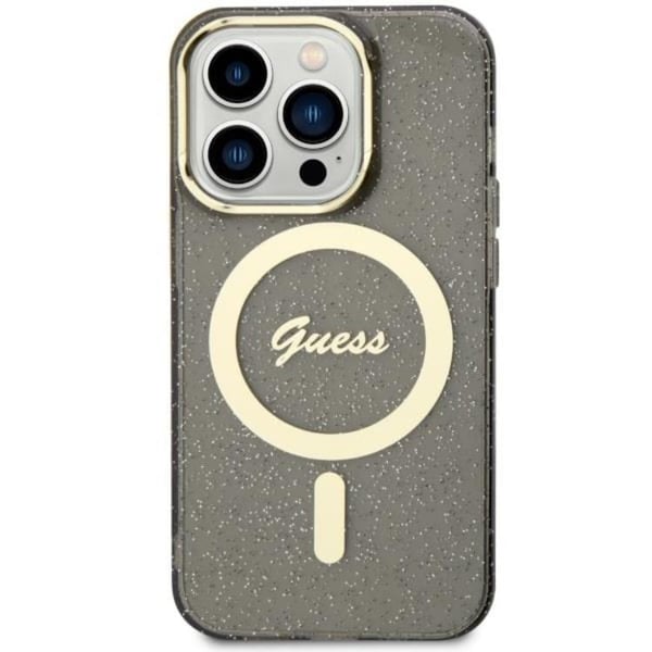 Guess Mobilskal till iPhone 14 Pro MagSafe Glitter Guld - Svart