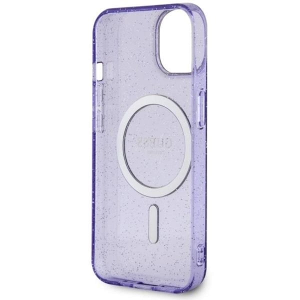 Guess Mobilskal till iPhone 14 MagSafe Glitter Guld - Lila