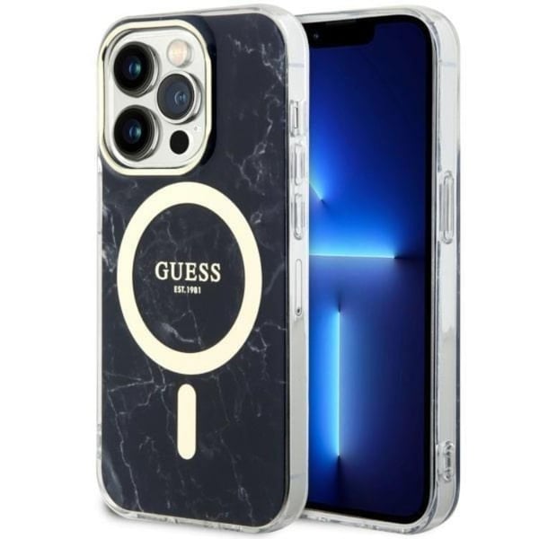 Guess Mobilskal till iPhone 14 Pro MagSafe Marble - Svart
