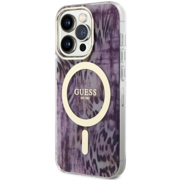 Guess Mobilskal till iPhone 14 Pro MagSafe Leopard - Rosa