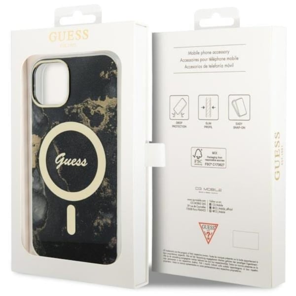 Guess Mobilskal till iPhone 14 MagSafe Guld Marble - Svart