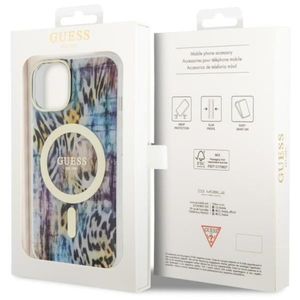 Guess Mobilskal till iPhone 14 MagSafe Leopard - Blå