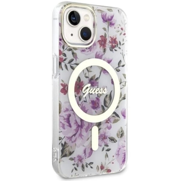 Guess Mobilskal till iPhone 14 MagSafe Flower - Transparent
