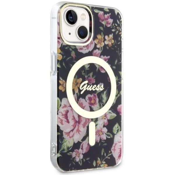 Guess Mobilskal till iPhone 14 MagSafe Flower - Svart