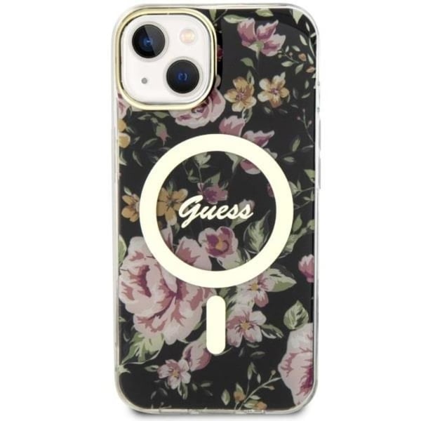 Guess Mobilskal till iPhone 14 MagSafe Flower - Svart