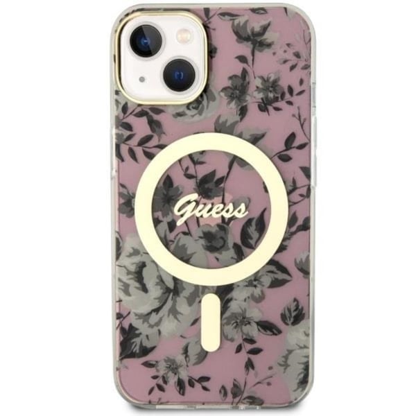 Guess Mobilskal till iPhone 14 MagSafe Flower - Rosa