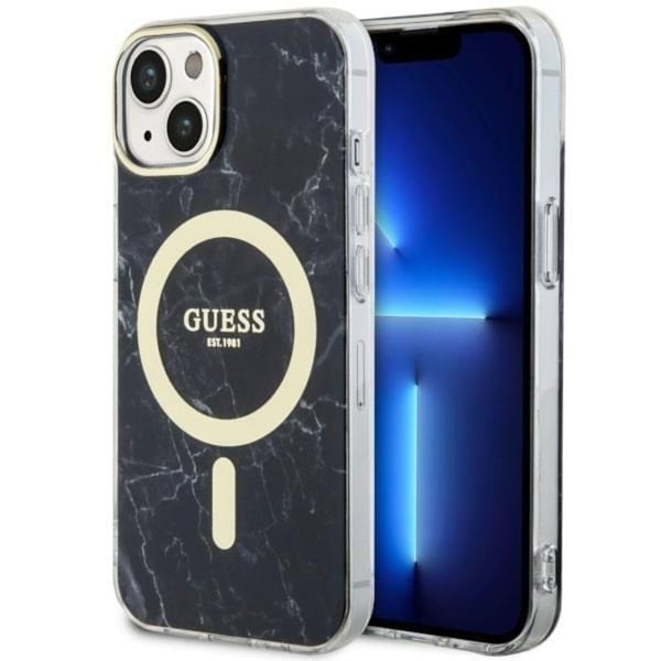 Guess Mobilskal till iPhone 14 Plus MagSafe Marble - Svart