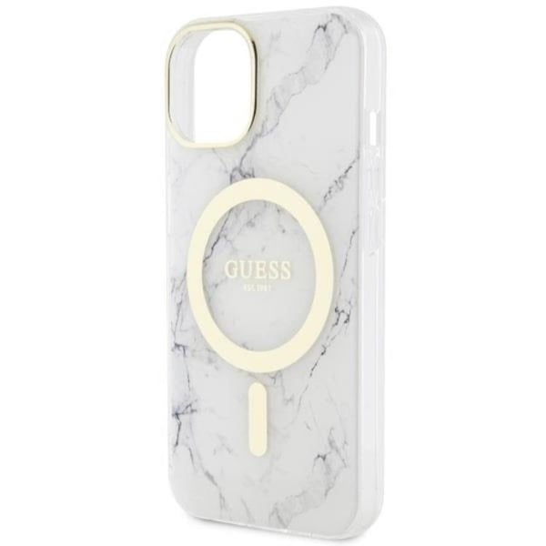 Guess Mobilskal till iPhone 14 Plus MagSafe Marble - Vit
