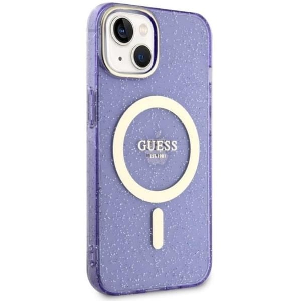 Guess Mobilskal till iPhone 14 Plus MagSafe Glitter Guld - Lila