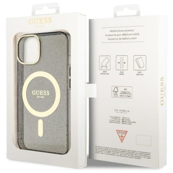 Guess Mobilskal till iPhone 14 Plus MagSafe Glitter Guld - Svart