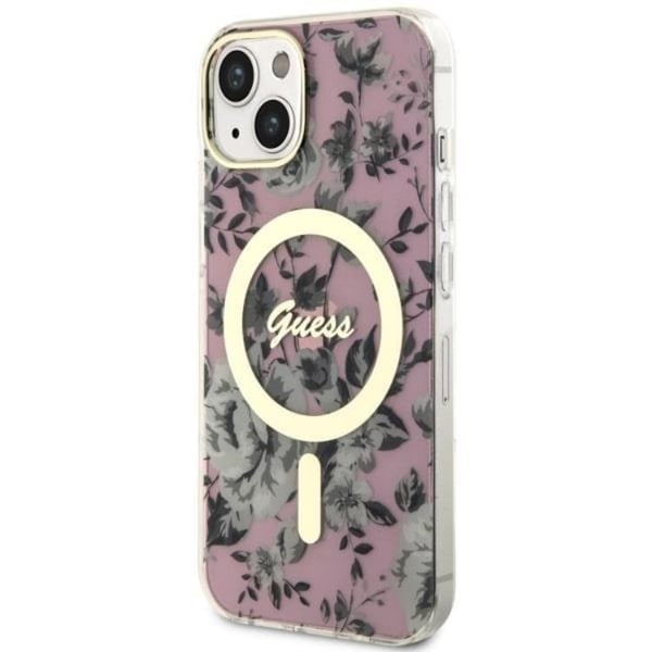 Guess Mobilskal till iPhone 14 Plus MagSafe Flower - Rosa