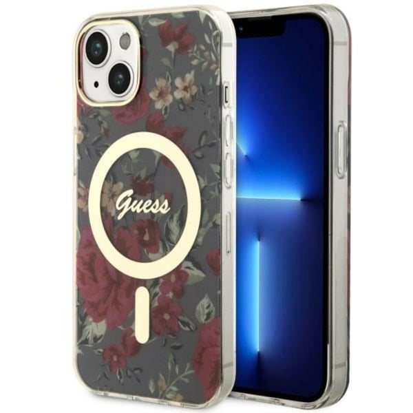 Guess Mobilskal till iPhone 14 Plus MagSafe Flower - Grön/Khaki