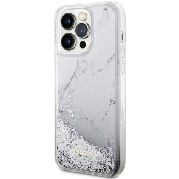Guess Mobilskal till iPhone 14 Pro Max Liquid Glitter Marble - Vit