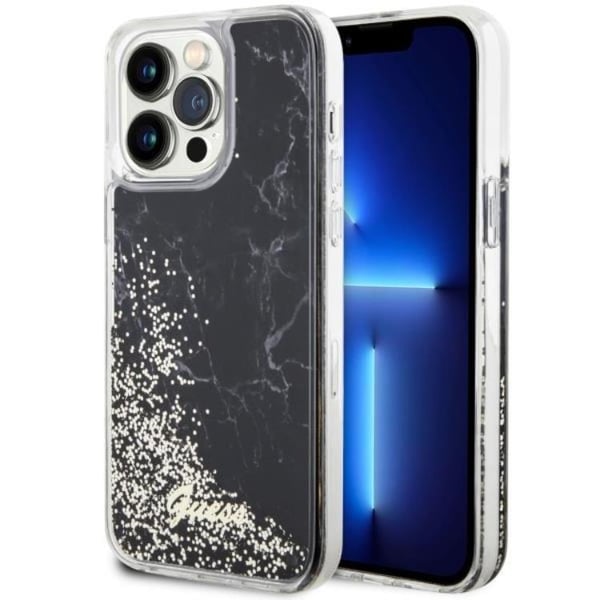 Guess Mobilskal till iPhone 14 Pro Liquid Glitter Marble - Svart