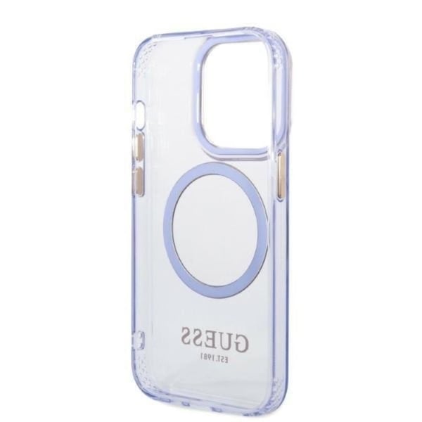 Guess Mobilskal till iPhone 14 Pro MagSafe Guld Outline Translucent - Lila