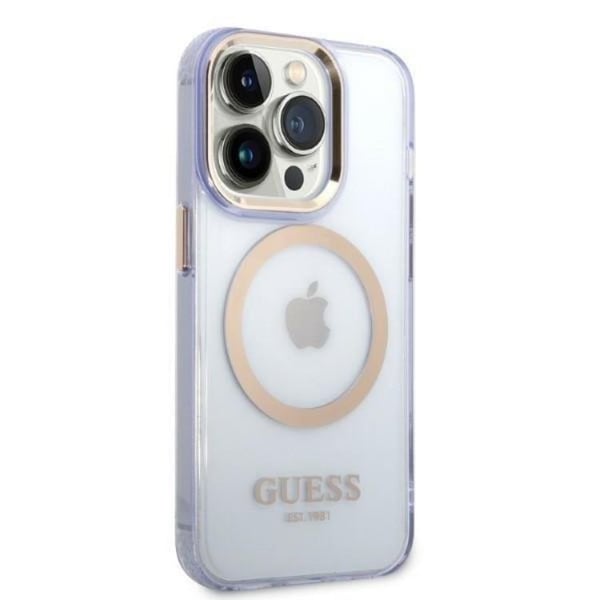 Guess Mobilskal till iPhone 14 Pro MagSafe Guld Outline Translucent - Lila