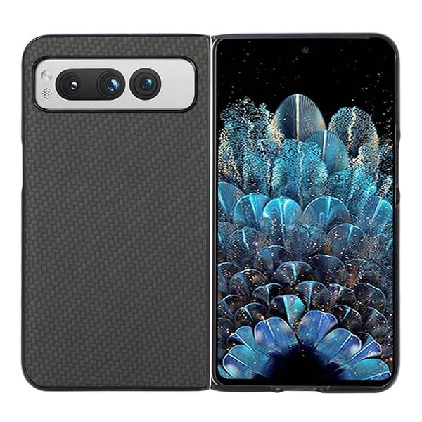 Mobilskal till Google Pixel Fold Carbon Fiber PU-Läder - Svart
