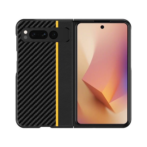 Google Pixel Fold Mobilcover Carbon Fiber Ultra Tynd - Sort/Gul