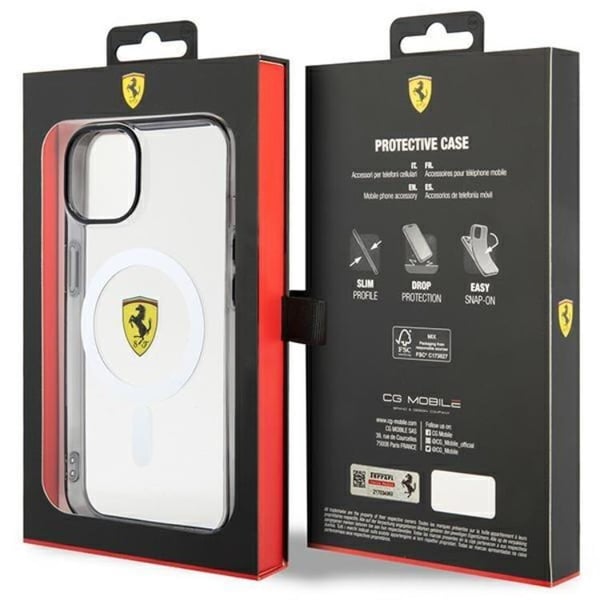 Ferrari-matkapuhelinkuori iPhone 14 Plus Magsafe Outline - Läpinäkyvä