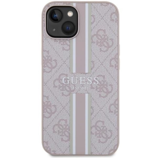 Guess Mobilskal till iPhone 14 MagSafe Printed Stripes - Rosa