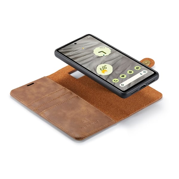 DG.MING Google Pixel 7A Plånboksfodral Äkta Läder 2-i-1 - Brun