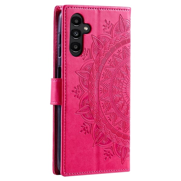 Galaxy A24 4G Plånboksfodral Imprinted Mandala Flower - Magenta