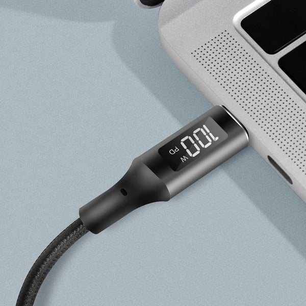 LOGILINK USB-C till USB-C kabel med display 100W 1m - Svart