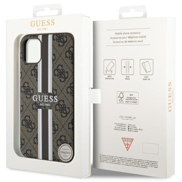 Guess Mobilskal till iPhone 11/XR MagSafe Printed Stripes - Brun