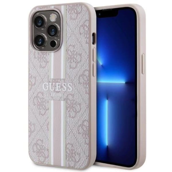 Guess Mobilskal till iPhone 13 Pro Max MagSafe Printed Stripes - Rosa