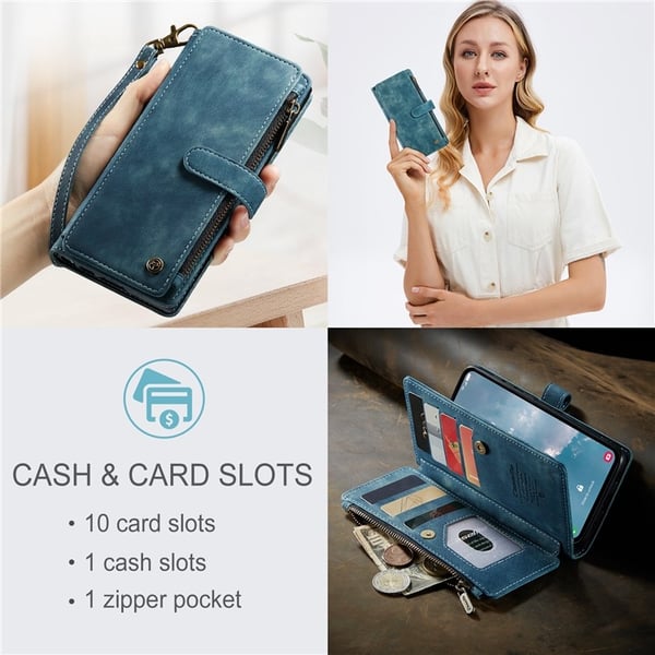 CASEME Galaxy A24 4G Plånboksfodral C30 Zipper - Blå