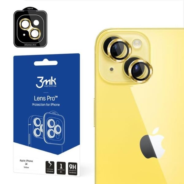3MK iPhone 14 HybridGlass Kameralinskydd - Gul