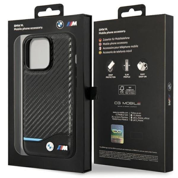 BMW Mobilskal till iPhone 13 Pro Max Läder Carbon - Svart