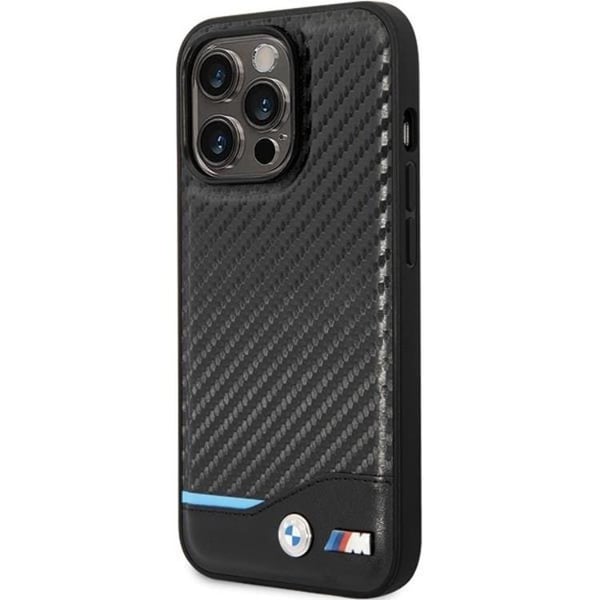 BMW Mobilskal till iPhone 13 Pro Max Läder Carbon - Svart
