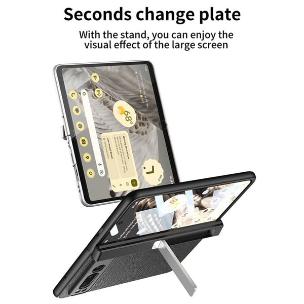 GKK Mobilskal till Google Pixel Fold Kickstand PU-Läder Carbon - Svart
