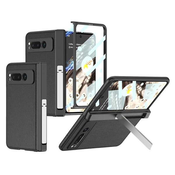 GKK Mobilskal till Google Pixel Fold Kickstand PU-Läder - Svart
